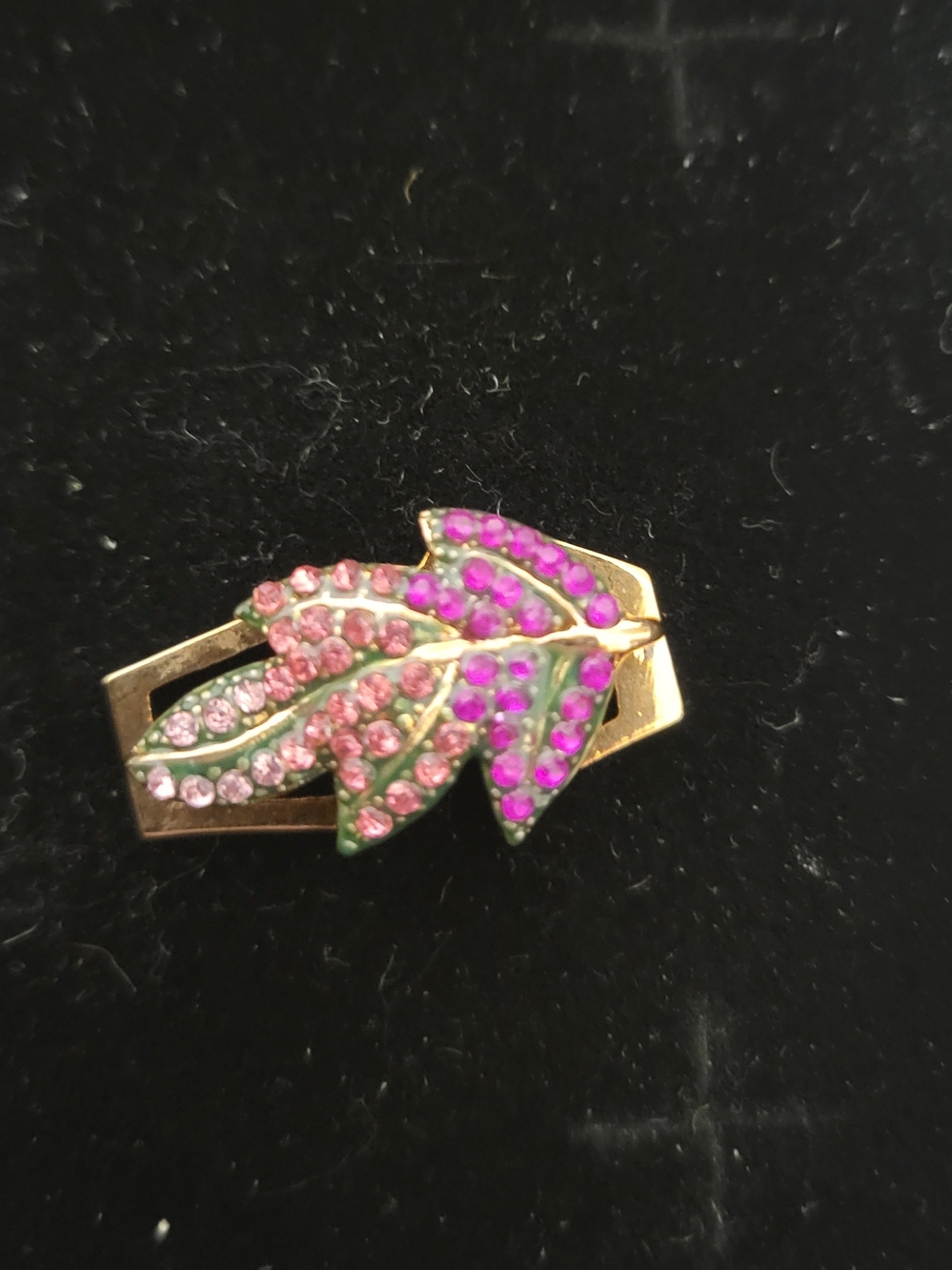Gold-Tone Pink Crystal Leaf Slide Charm. Keep Collective
